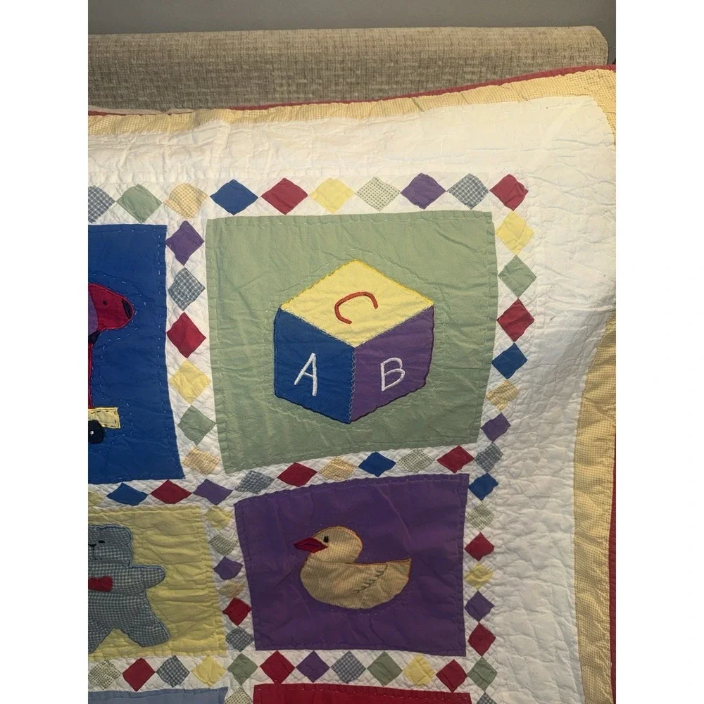 Baby Quilt Crib Blanket Nursery Wall Hanging Duck Bear Horse‎ Dog Cottage Core